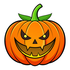 Fototapeta premium Halloween pumpkin, evil pumpkin, scary jack-o’-lantern, spooky pumpkin, angry pumpkin face, carved pumpkin, creepy Halloween face, scary Halloween decoration, spooky vegetable, cartoon pumpkin, flat d