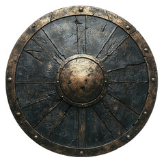 Fototapeta premium old metal shield on transparent background