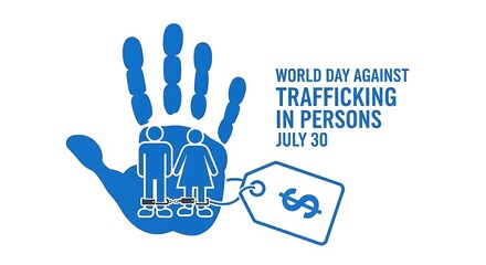Fototapeta premium World Day Against Trafficking in Persons: Handprint, Chains, and Price Tag Graphic