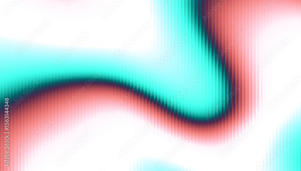 Poster Fractal Glass Gradient Texture. Reed vertical lines patterned glass, overlay with transparent background. Universal teal and pink stylish gradient