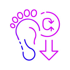 Obraz premium Footprint icon with recycling sign and downward arrow in vibrant colors 