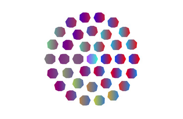 abstract Colorful Circular Grid of Octagon Shapes with 3 layers  – Digital Art Background pattern illustration for various projects 