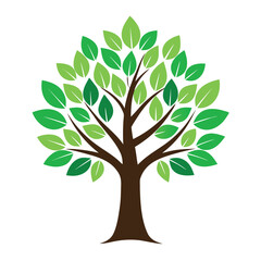 Fototapeta premium A distinct vector icon of a tree featuring two shades of green for its leaves, offering depth and visual interest on a plain white surface.