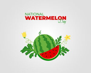 National Watermelon Day. 3 August. Template for background with banner, poster and card. Vector illustration. 