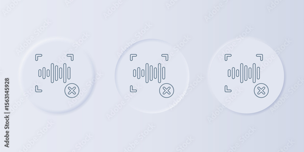 Aufkleber grey rejection voice recognition icon isolated on grey background. voice biometric access authentica