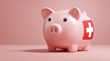 Swiss Savings: A close-up shot of a charming piggy bank, adorned with the Swiss flag. This image represents financial concepts in a playful manner.