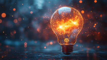 Glowing Light Bulb Floating with Sparks Concept of Innovation Creativity and Bright Ideas


