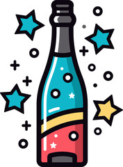 Festive Champagne Bottle Graphic: Celebratory Drink Illustration