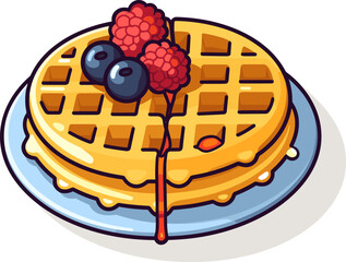 Whimsical Waffle Stack with Berries and Syrup Drizzle
