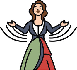 Elegant Woman with Open Arms in Graceful Gesture Illustration