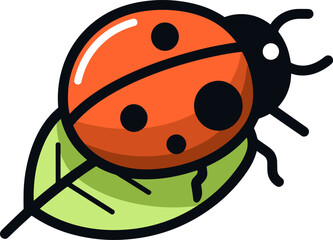 Ladybug on Leaf - A Vibrant Insect in Natural Habitat Illustration