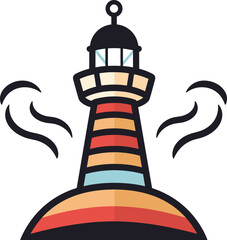 Colorful Lighthouse Vector Graphic Illustration Icon Design