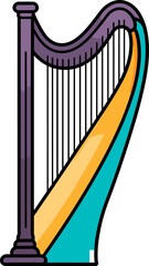 Elegant Harp Illustration: A Symphony of Strings and Colors