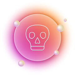 White Skull icon isolated on white background. Orange and pink gradient circle background. Vector