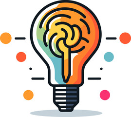 Creative Idea Light Bulb with Brain, Innovation Concept