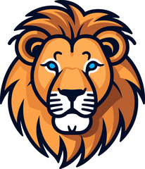 Majestic Lion Head: A Cartoon Portrait of Wildlife's King