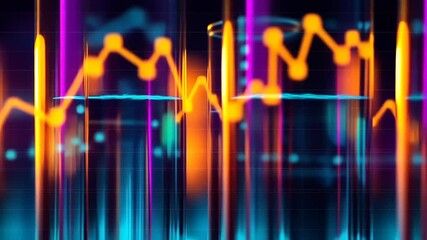 Financial Growth & Scientific Breakthrough:  A vibrant depiction of data analysis within a laboratory setting, showcasing growth trends and scientific progress. - Powered by Adobe