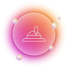 White Hunter hat icon isolated on white background. Plaid winter hat. Orange and pink gradient circle background. Vector