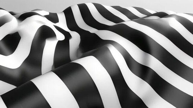 Abstract Black and White Wavy Striped Fabric Animation