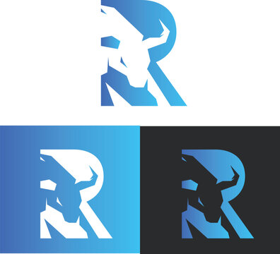 R Letter Bull Head Logo Design