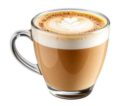 Cup of latte transparent background, ultra sharp.