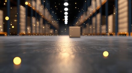 warehouse Logistic and Supply Chain Network A dynamic visualization of goods moving through a supply chain, highlighting warehouse hubs.