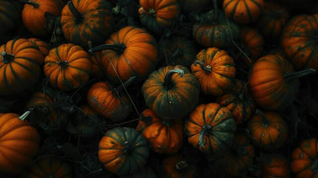 Small pumpkins stacked on top of each other, ideal for autumn or harvest-themed designs