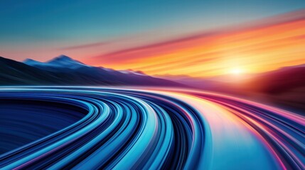 Train High Speed Motion Blur Close up of a hyperloop trains front, blurred landscape rushing by, dynamic angle.