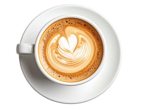 Cup of latte transparent background, ultra sharp.