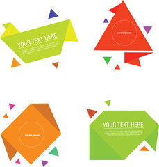 set of colorful origami paper banners