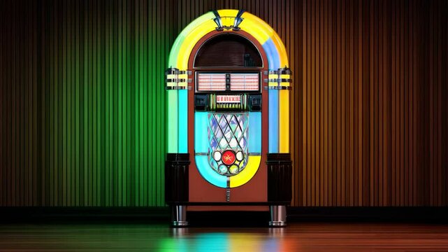 Colorful jukebox against a dark background