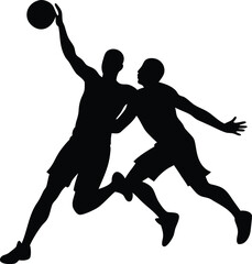 Different style basket Ball Player silhouette design