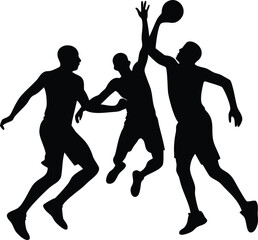 Different style basket Ball Player silhouette design