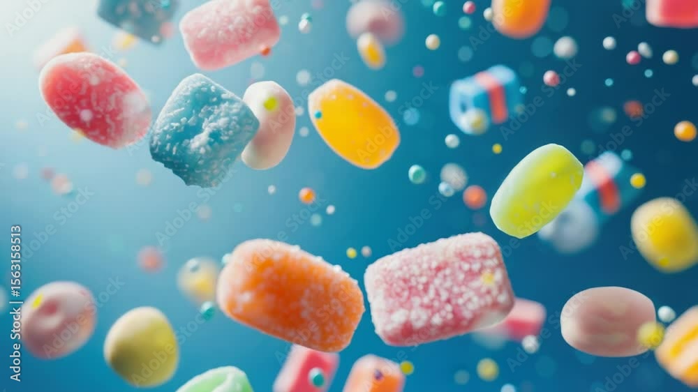 Aufkleber a cluster of vibrant candies suspended in the air, perfect for adding a touch of whimsy to your desi