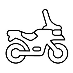 Motorcycle with front window glass thin line icon, desert transport concept. Vector graphics. Desert motorbike vehicle sign on white background, style mobile or design.