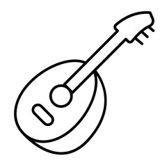 Domra thin line icon, arabian culture concept. Vector graphics. String instrument, musical sign on white background, style mobile or design.