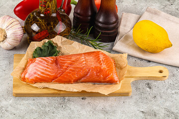 Piece of cut salmon fillet