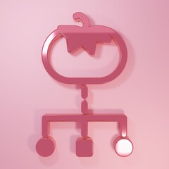 Pink Genetically modified food icon isolated on pink background. GMO fruit. Minimalism concept. 3D render illustration