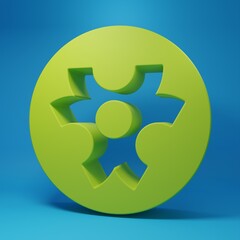 Green Biohazard symbol icon isolated on blue background. Minimalism concept. 3D render illustration