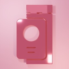 Pink Passport with ticket icon isolated on pink background. Identification Document. Concept travel and tourism. Minimalism concept. 3D render illustration