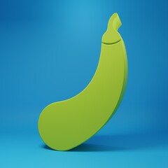 Green Eggplant icon isolated on blue background. Minimalism concept. 3D render illustration
