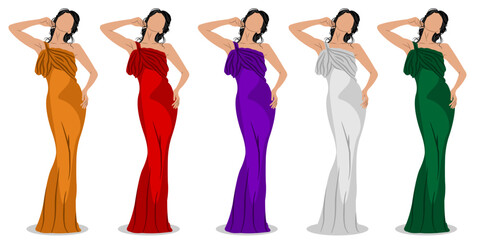 Vector illustration of beautiful woman wearing beautiful dress