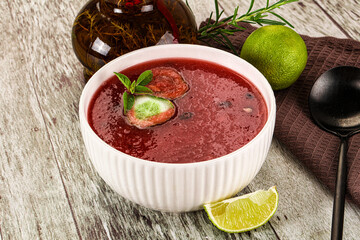 Sweet watermelon gazpacho with cucmber