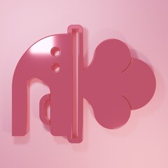 Pink Electric iron icon isolated on pink background. Steam iron. Minimalism concept. 3D render illustration