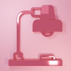 Pink Table lamp icon isolated on pink background. Minimalism concept. 3D render illustration