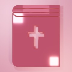 Fototapeta premium Pink Holy bible book icon isolated on pink background. Minimalism concept. 3D render illustration