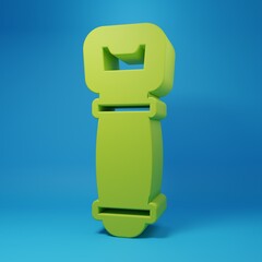 Green Bottle opener icon isolated on blue background. Minimalism concept. 3D render illustration
