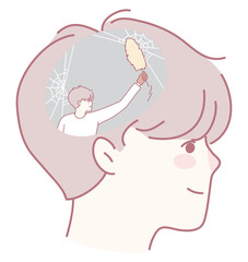 An illustration showing the process of clearing your mental clutter to achieve greater clarity in your thoughts