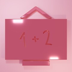 Pink Chalkboard icon isolated on pink background. School Blackboard sign. Minimalism concept. 3D render illustration