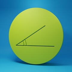 Green Acute angle of 45 degrees icon isolated on blue background. Minimalism concept. 3D render illustration